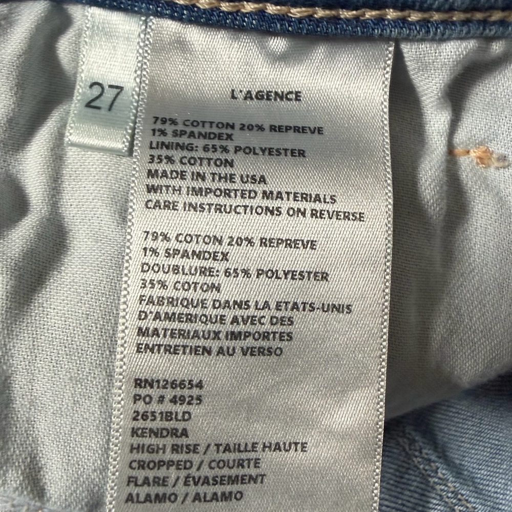 L'AGENCE KENDRA HIGH RISE CROPPED FLARE RAW HEM ANKLE, SIZE 27 - Picture 4 of 4